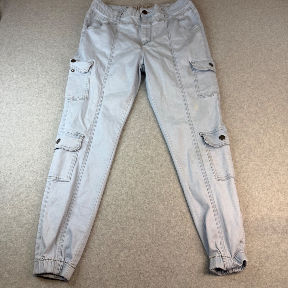VIP Jeans Womens 15 Light Wash Cargo Joggers Elastic Cuff Denim Pants 2-200201BL